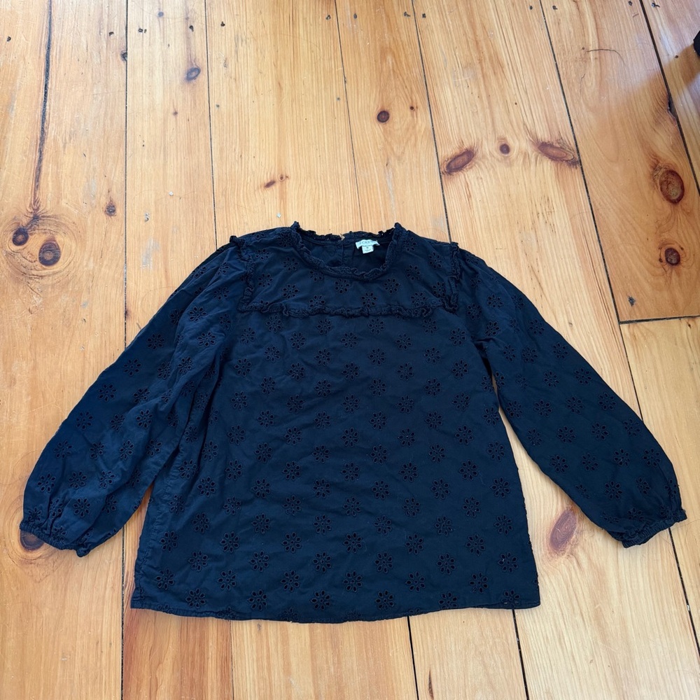 J. Crew Ruffleneck eyelet-yoke top